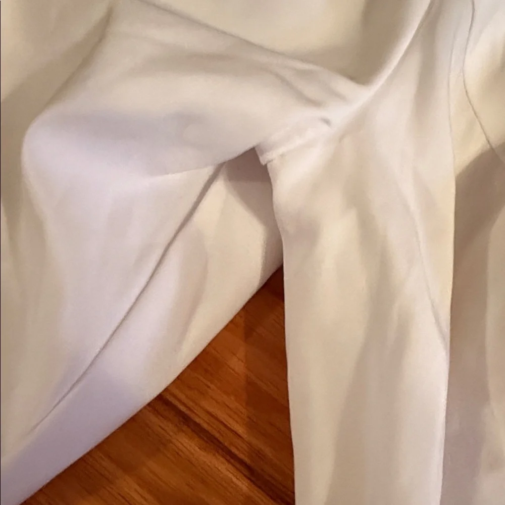 TS Couture Chic Long Sleeve White Dress w/ Bra Cups and flowy veil at waist, NWT